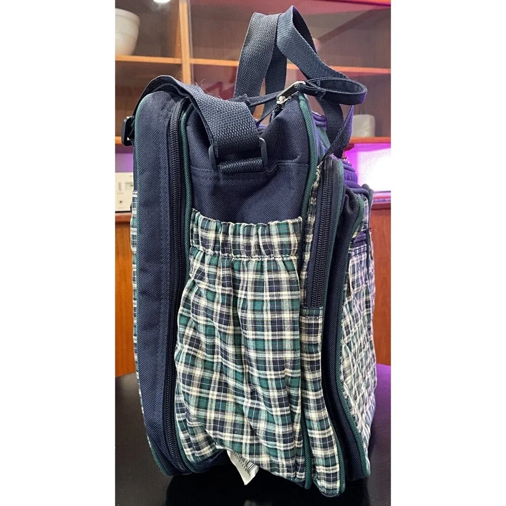 Vintage Baby Connection Plaid Diaper Bag Preppy Equestrian Travel Changing Pad
